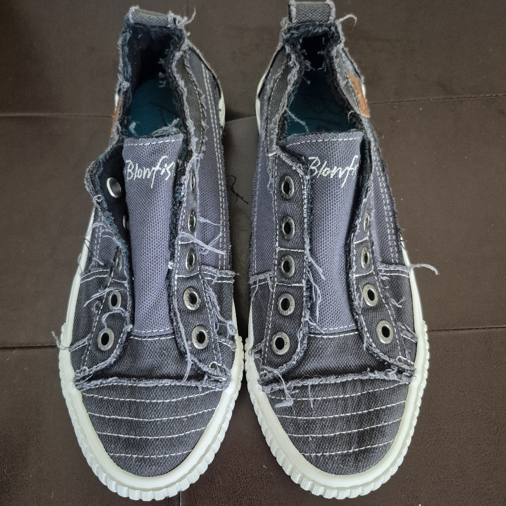 Blowfish Charcoal Frayed Slip-Ons